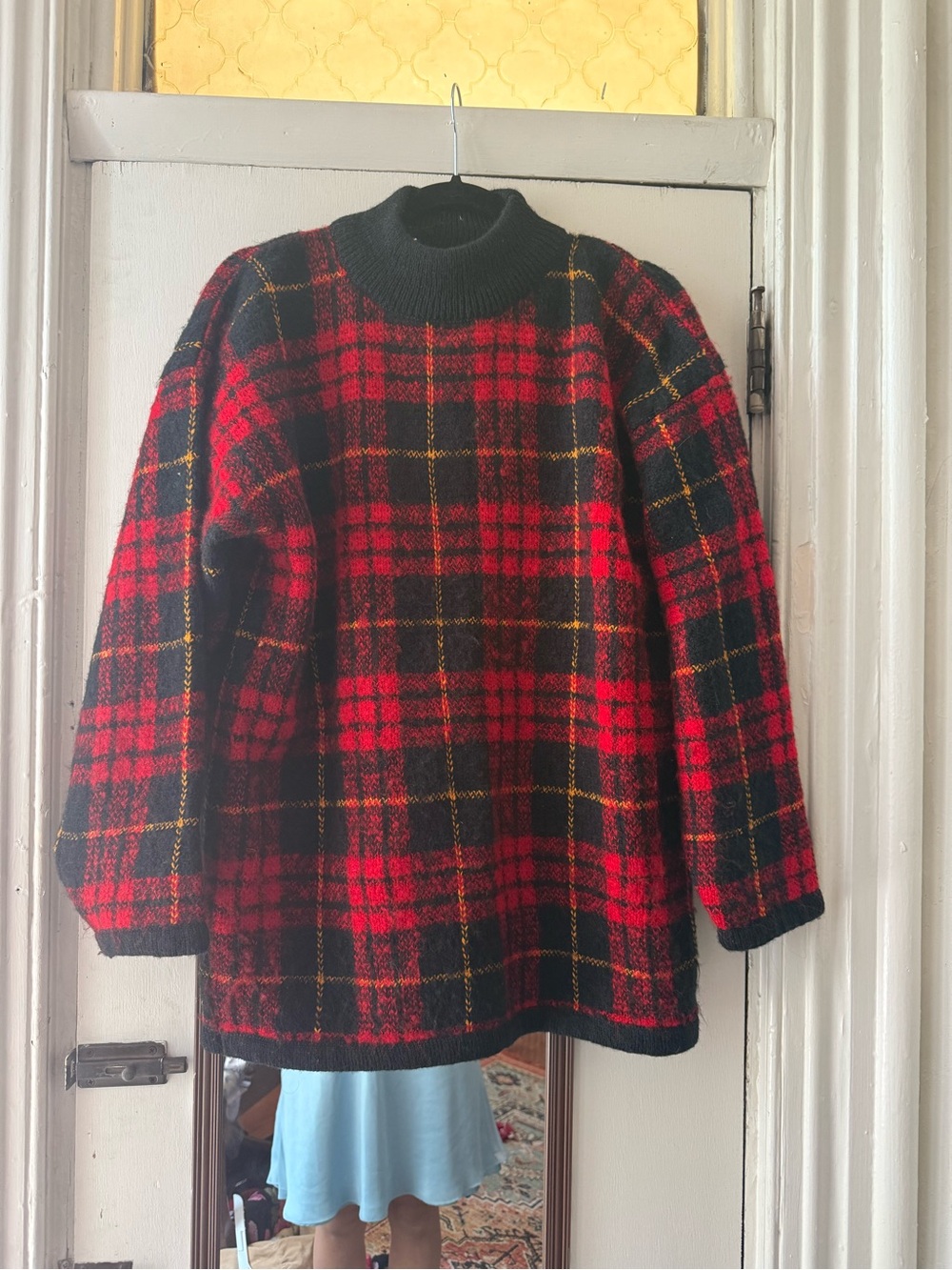 Vintage 80’s/90’s Albee Red and Black Plaid Knit Sweater